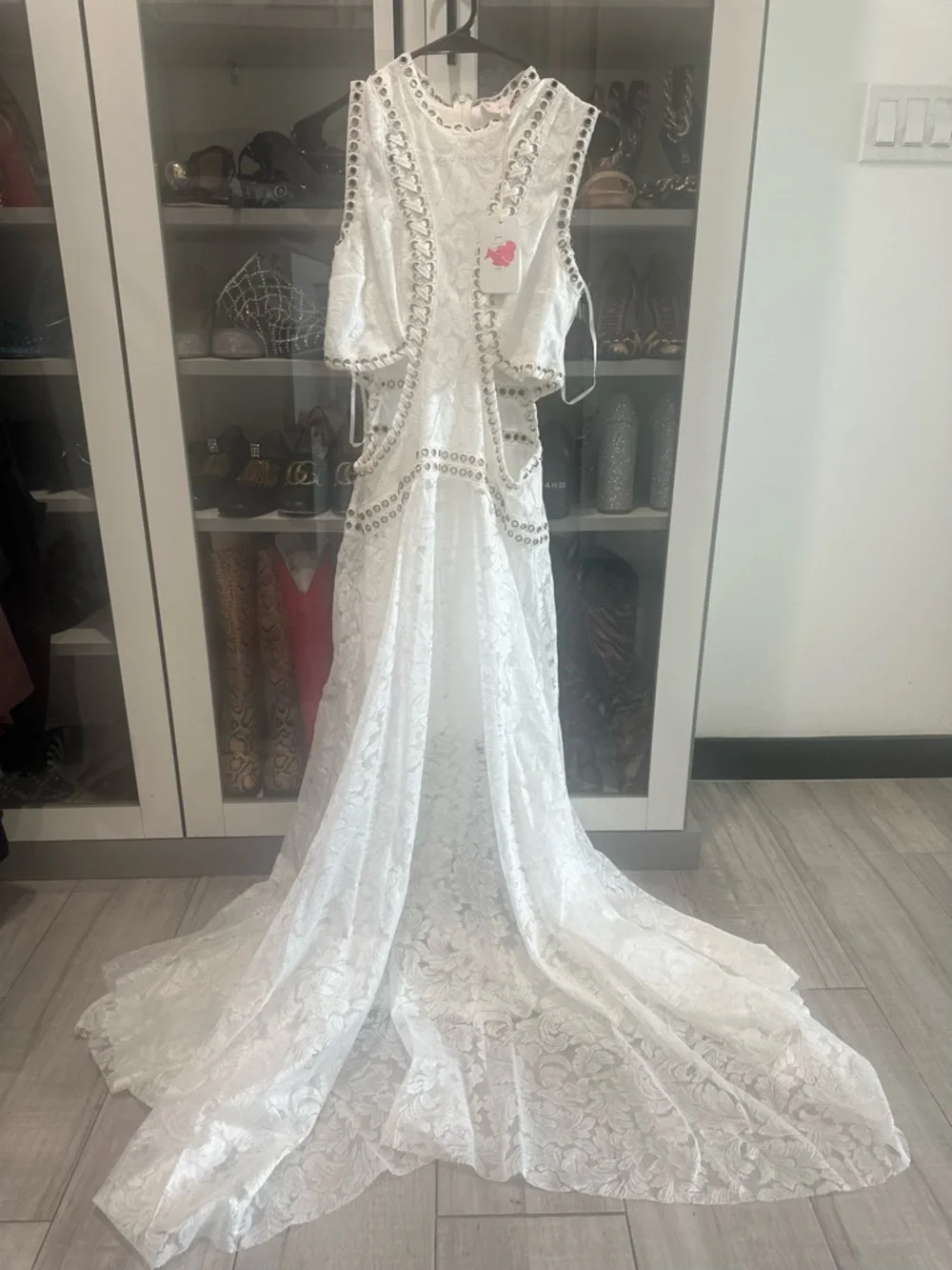 NWT L’atiste Lace Cutout Bridal style maxi dress summer boho fancy sz M festival - Picture 5 of 7